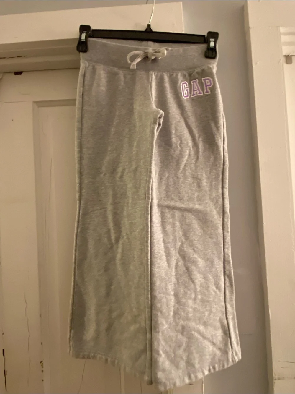 GAP Gray Sweatpants with Purple Logo Accent